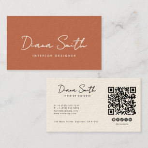 Tarjeta De Visita Terracota moderna código QR Minimalista