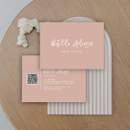 Tarjeta De Visita Terracota rosa escritura mínima moderna QR CODE
