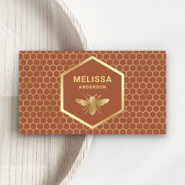 Tarjeta De Visita Terracota y abeja melífera de panal de oro