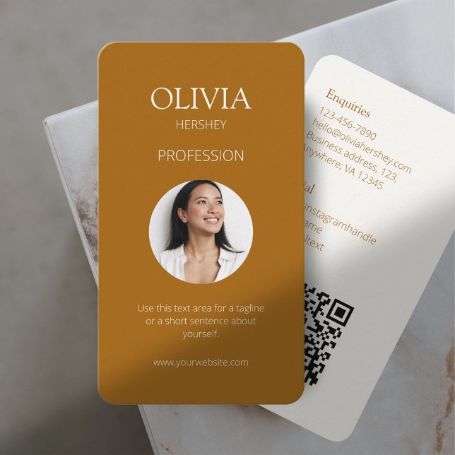 Tarjeta De Visita Terracota y Creamy Marfil Foto Código QR social (Subido por el creador)