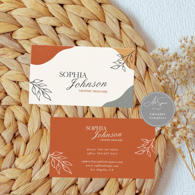 Tarjeta De Visita Terracotta & Beige Boho Minimalist Business Card (Subido por el creador)