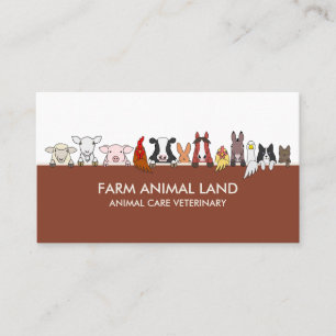 Tarjeta De Visita Terracotta Farm Animals Veterinary mascota