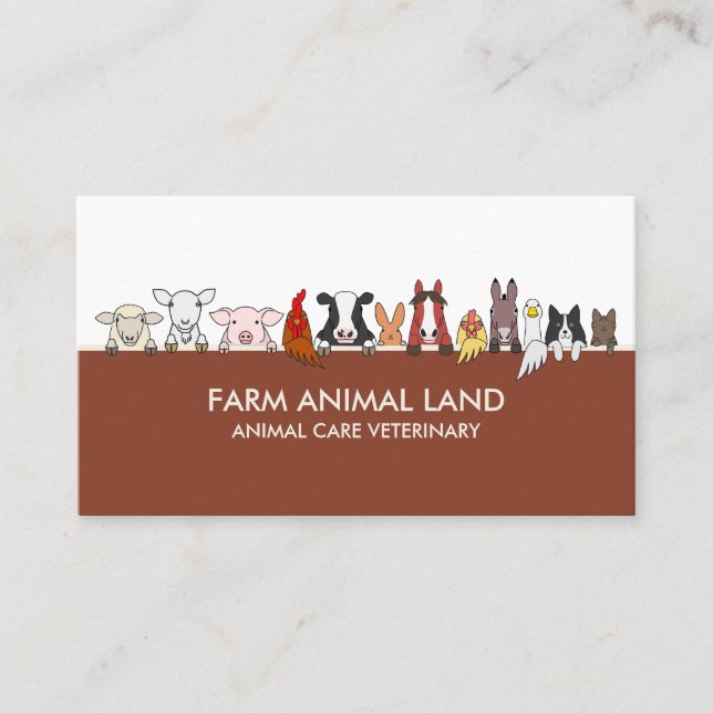 Tarjeta De Visita Terracotta Farm Animals Veterinary mascota (Anverso)