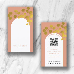Tarjeta De Visita Terracotta Gold deja el código QR de arco moderno