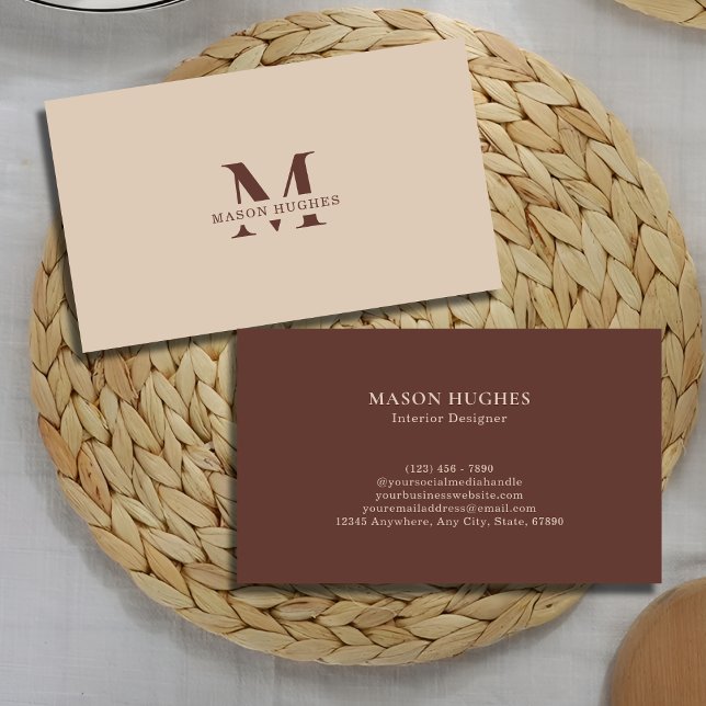 Tarjeta De Visita Terracotta Minimal Monogram Professional  (Subido por el creador)
