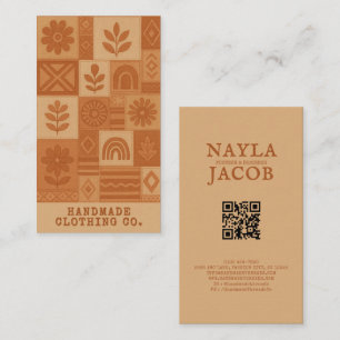 Tarjeta De Visita Terracotta Patchwork Quilt Rustic Farmhouse Floral