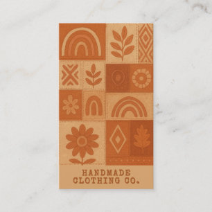 Tarjeta De Visita Terracotta Patchwork Quilt Rustic Farmhouse Floral