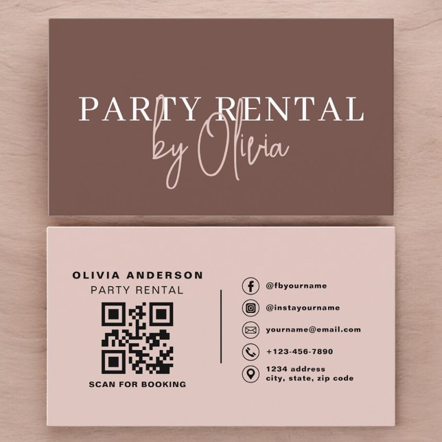 Tarjeta De Visita Terracotta QR Code Party Rental Modern (Subido por el creador)
