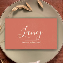 Tarjeta De Visita Terracotta Simple Boho QR Code Beauty Professional