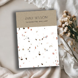 TARJETA DE VISITA TERRAZZO BLANCO DE MODA 2 LOGOTIPO DE VISUALIZACIÓ