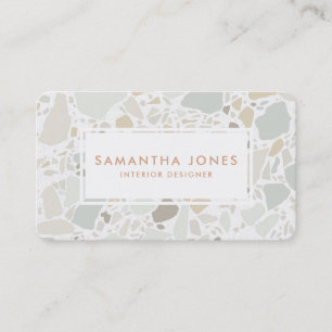 Tarjeta De Visita Terrazzo Textura Simple Moderno Diseñador Interior