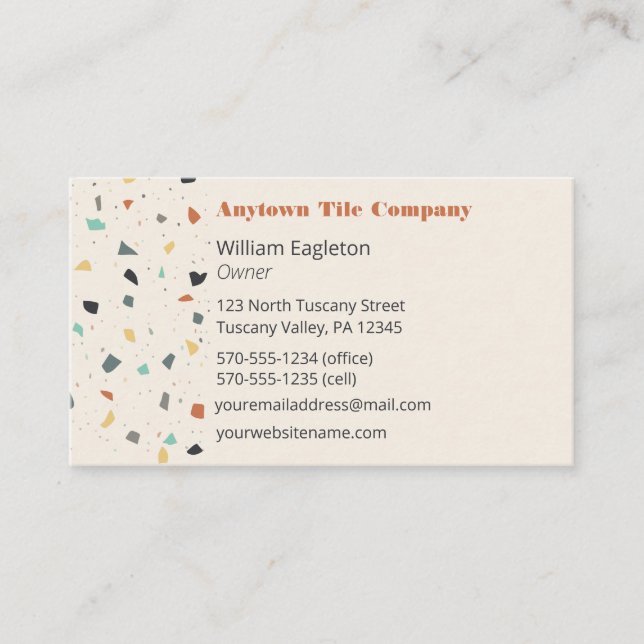 Tarjeta De Visita Terrazzo Tile Mason, Capas De Baldosas (Anverso)