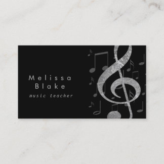 Tarjeta De Visita tesoro gris plateado del profesor de música