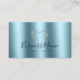 Tarjeta De Visita Tesoro verde azulado Sparkly Silver Diente Dentist