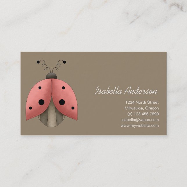 Tarjeta De Visita Tesoros del jardín · Mariquita (Anverso)