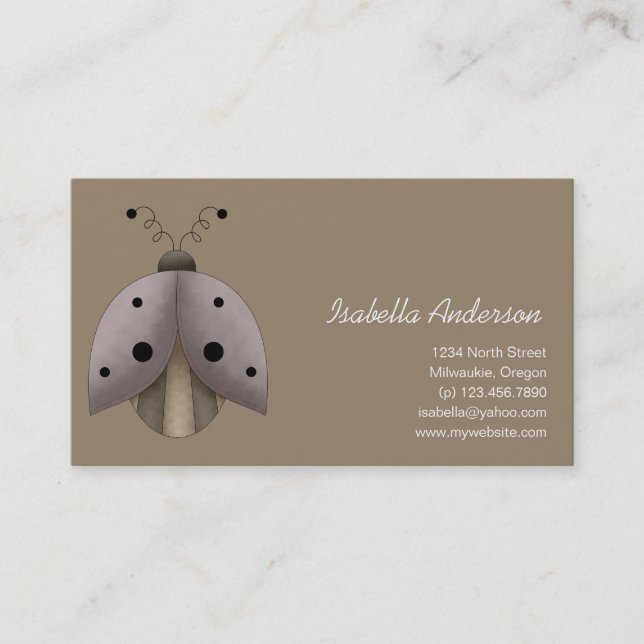 Tarjeta De Visita Tesoros del jardín · Mariquita (Anverso)