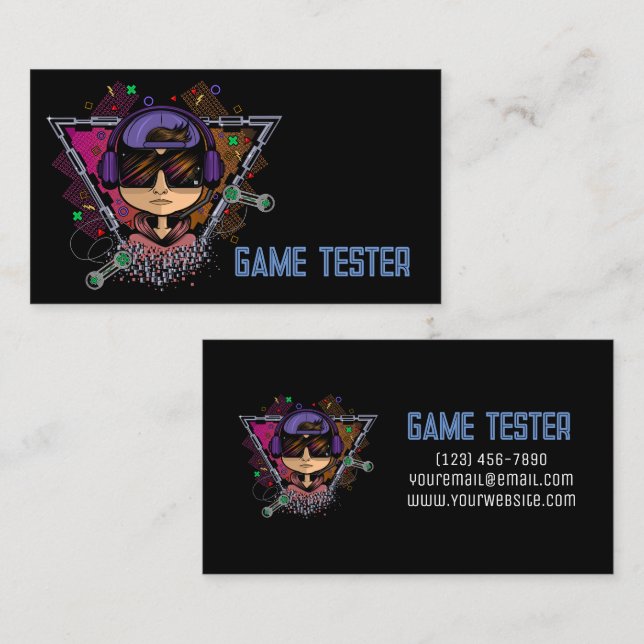 Tarjeta De Visita Tester de juegos de Gamer Boy (Anverso / Reverso)