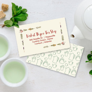 Tarjeta De Visita Tetera de Té de Hierbas Botánico