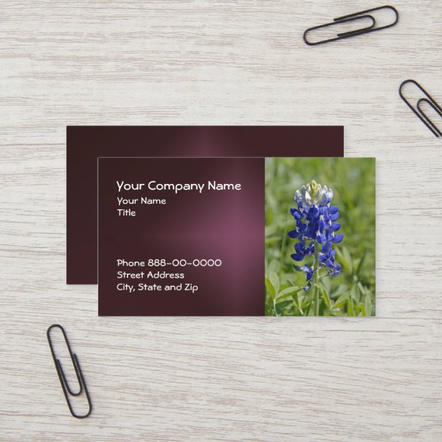 Tarjeta De Visita Texas Bluebonnet Wildflower Business Card (Anverso/Reverso In Situ)