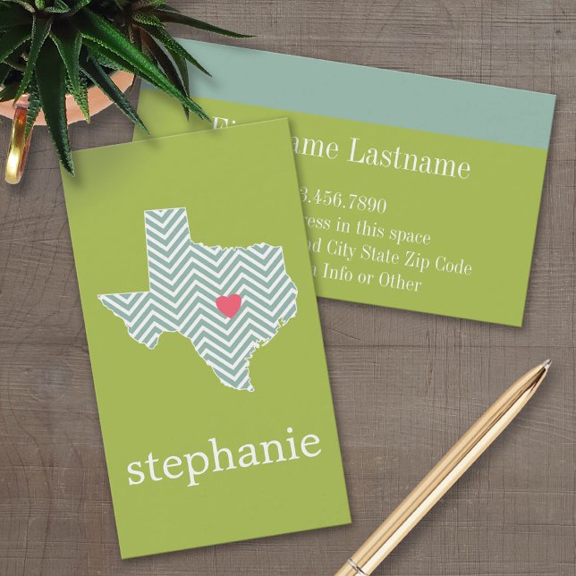 Tarjeta De Visita Texas Love with Personalizado Heart and Family Nam (Custom Business Card Template)