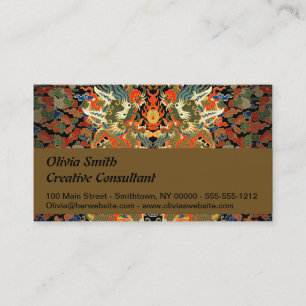 Tarjeta De Visita Textil con estampado de dragón chino vintage Arte 