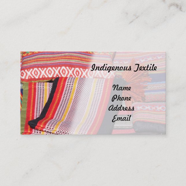 Tarjeta De Visita Textiles nativos e indígenas (Anverso)