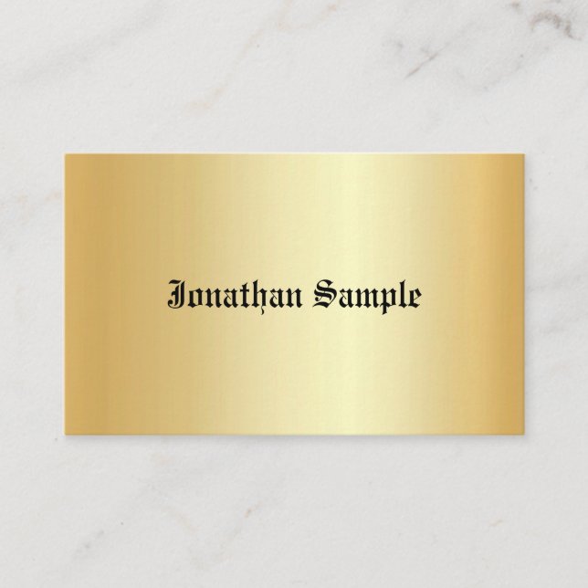 Tarjeta De Visita Texto antiguo de la plantilla de oro falso caligra (Anverso)