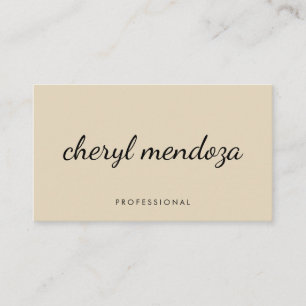 Tarjeta De Visita Texto cursivo beige sofisticado