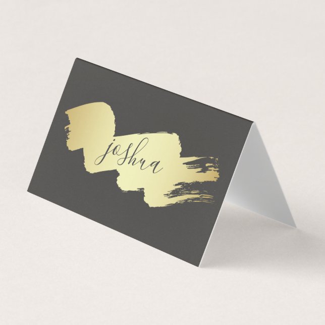 Tarjeta De Visita Texto cursivo | Cepillado de oro (Anverso)