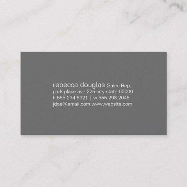 Tarjeta De Visita Texto de cuadrícula simple (fondo gris) (Anverso)