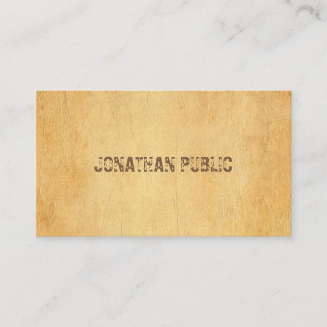 Tarjeta De Visita Texto de guión con problemas Papel antiguo de époc (Anverso)