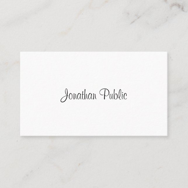 Tarjeta De Visita Texto de guión de caligrafía de plantilla simple e (Anverso)