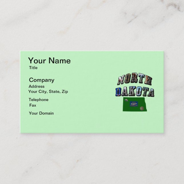 Tarjeta De Visita Texto de imagen de Dakota del Norte (Anverso)