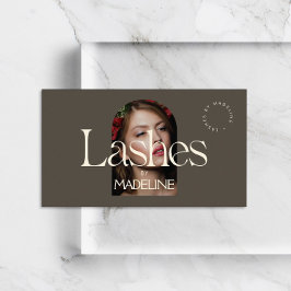 Tarjeta De Visita Texto de Moda editorial con guiones marfil/marrón