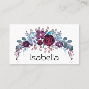 Tarjeta De Visita texto de monograma personalizado flor de acuarela
