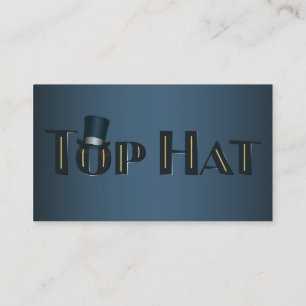 Tarjeta De Visita Texto decorativo del añil del sombrero de copa