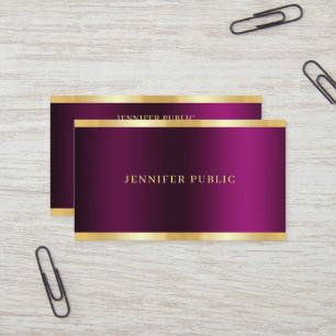 Tarjeta De Visita Texto dorado plantilla púrpura elegante profesiona
