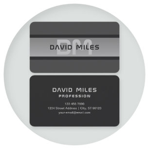 Tarjeta De Visita Texto en capas personalizable moderno Negro y gr