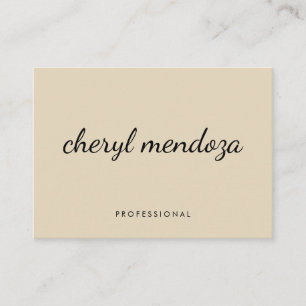 Tarjeta De Visita Texto en Cursiva Beige Sofisticado