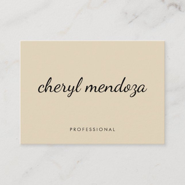 Tarjeta De Visita Texto en Cursiva Beige Sofisticado (Anverso)