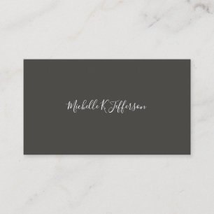 Tarjeta De Visita Texto en Cursiva Gris Minimalista