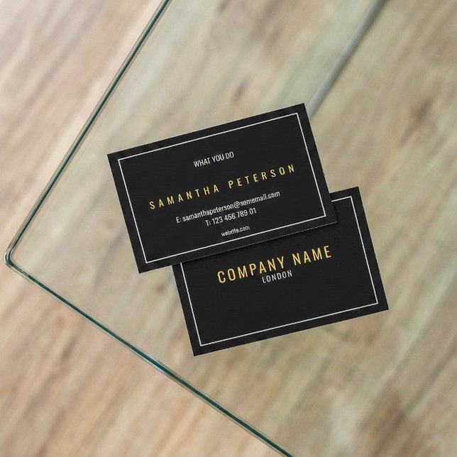 Tarjeta De Visita Texto en negrita dorado y plateado (Gold and silver bold text business card.)