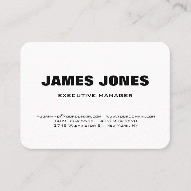 Tarjeta De Visita Texto en negrita Negro Blanco Estilo profesional m (Anverso)