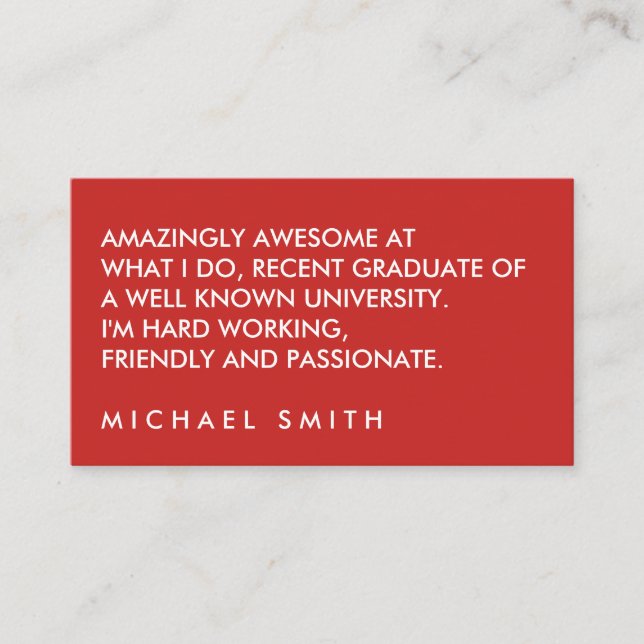 Tarjeta De Visita Texto grande negrita minimalista (Anverso)