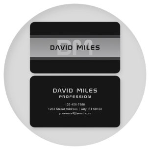 Tarjeta De Visita Texto moderno con capas de Personalizable   Negro 