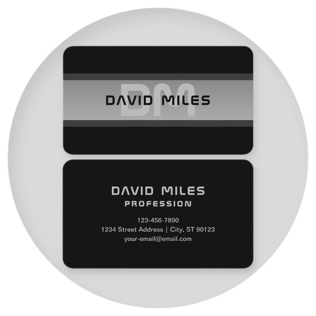 Tarjeta De Visita Texto moderno con capas de Personalizable | Negro  (Subido por el creador)