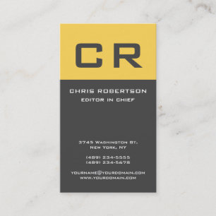 Tarjeta De Visita Texto negrita Monograma Gris Amarillo moderno Mini
