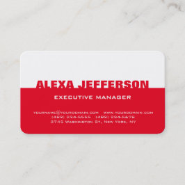 Tarjeta De Visita Texto negrita rojo blanco estilo profesional moder