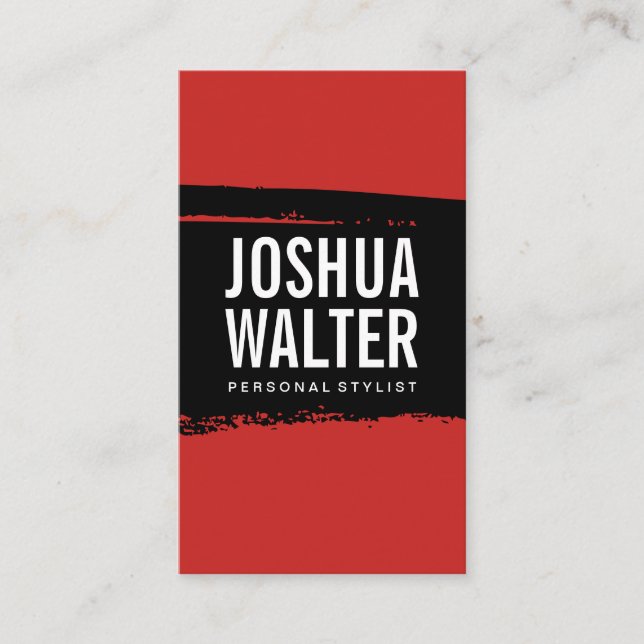 Tarjeta De Visita Texto negrita simple Pincel rojo negro (Anverso)