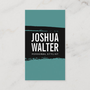 Tarjeta De Visita Texto negrita simple Pincel verde azul negro